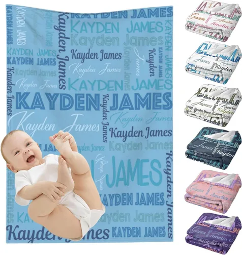 Miniatura 15 de Mantas de bebé personalizadas para niñas y niños, mantas de bebé personalizadas con nombre para niños y niñas, regalos personalizados para bebés