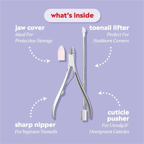 Miniatura 3 de Onyx Professional Kit de uñas encarnadas con cortaúñas y empujador de cutículas de doble extremo, acero inoxidable duradero, kit de eliminación