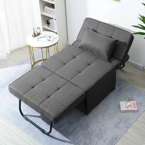 Miniatura 7 de BIGSYY Sofá Cama, 4 en 1 Otomana Plegable Multifunción de Lino Transpirable Cama Sofá con Respaldo Ajustable Silla Convertible Moderna para Sala