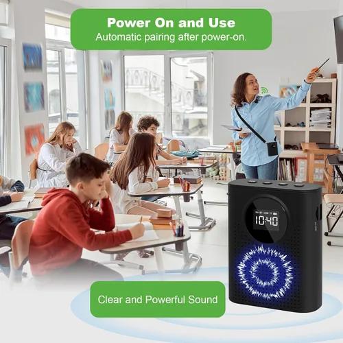 Miniatura 2 de AURTEC Amplificador de voz con micrófono de solapa inalámbrico magnético, amplificador portátil con micrófono inalámbrico de 2.4G, compatible