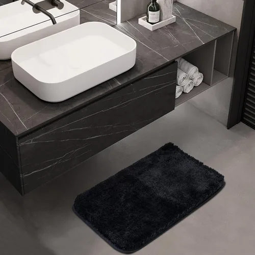 Miniatura 2 de ROSMARUS Alfombra de baño lanuda antideslizante de 17 x 24 pulgadas, tapete absorbente de agua, tapete de ducha suave para suelo y bañera, tapete