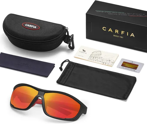 Miniatura 5 de CARFIA Lentes de sol deportivos polarizados para hombres y mujeres, lentes únicos laterales de ventilación para béisbol, correr, ciclismo