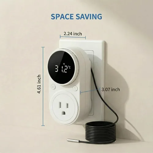 Miniatura 2 de MakerHawk Controlador digital de temperatura, controlador de termostato de 1800 W, 120 V, 15 A, botón giratorio, ajuste de botón de calefacción