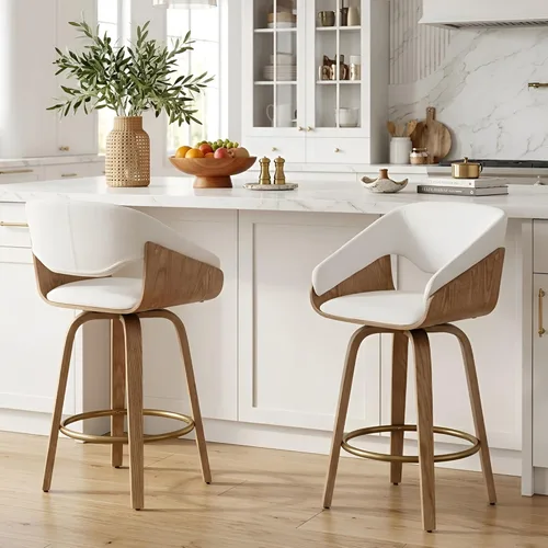 Miniatura 9 de LukeAlon Taburete de Bar Moderno de Sherpa Individual, Taburetes de Altura de Asiento Bajo de 26 Pulgadas Tapizados con Altura de Encimera sin