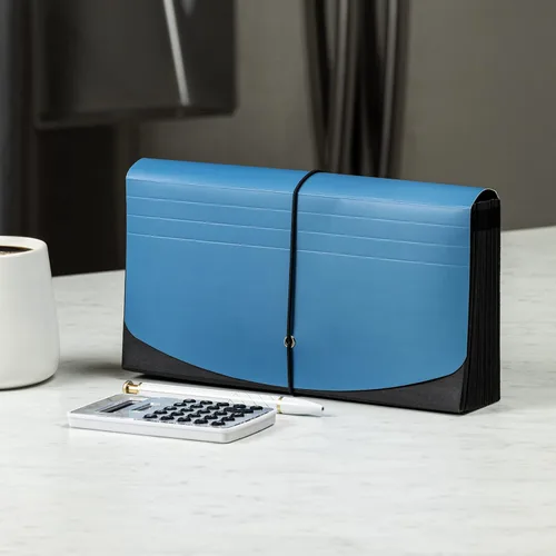 Miniatura 6 de Smead Two-Way Handy Organizer File, 21 Pockets, Alphabetic (A-Z) and Monthly (Jan-Dec), Flap and Elastic Cord Closure, Blue/Black (70506)