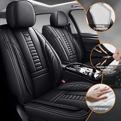 Miniatura 2 de Fundas de asiento delantero para Nissan Altima 2002-2025, protección de banco frontal dividido 3D compatible con bolsa de aire lateral, línea negra