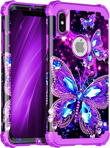 Miniatura 10 de Miqala Funda compatible con iPhone 14 Plus, que brilla en la oscuridad, tres capas, resistente, a prueba de golpes, de plástico duro, funda Amaranto
