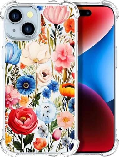 Miniatura 61 de Compatible con iPhone 14, funda transparente y bonita para mujeres y niñas, diseño floral, diseño floral femenino, funda para teléfono 14