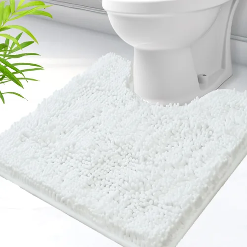 Miniatura 11 de Alfombras de baño en forma de U, alfombras de baño de felpilla súper absorbentes y respaldo antideslizante de PVC fuerte para inodoros, lavables a