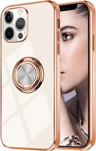 Miniatura 29 de Compatible con iPhone 11 Kickstand, anillo de rotación de 360 grados integrado con borde de oro rosa brillante que funciona con soporte magnético