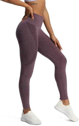 Miniatura 3 de Aoxjox Leggings de entrenamiento sin costuras para mujer, con contorno de sonrisa, cintura alta, pantalones de yoga para gimnasio