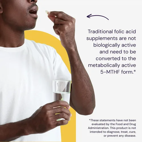 Miniatura 6 de Healthy Origins Metil Folato de 800 mcg (quatrefolic, no OMG, folato biodisponible, sin gluten, soporte neurotransmisor), 120 cápsulas vegetales