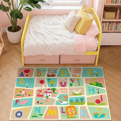 Miniatura 8 de Alfombra preescolar del alfabeto de 3 x 5 para niños pequeños, alfombra de juego ABC suave para el aprendizaje del bebé, alfombra educativa