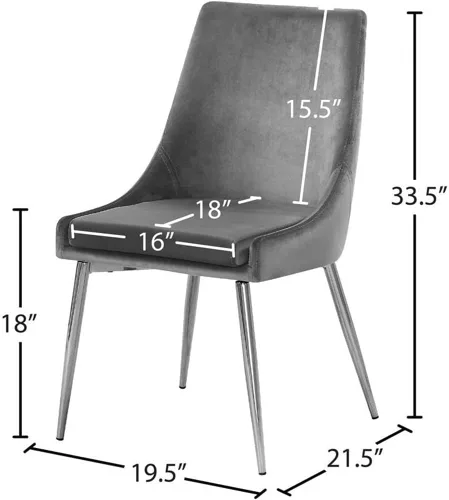 Miniatura 3 de Meridian Furniture Karina Collection Modern - Silla de comedor tapizada de terciopelo contemporánea con patas de metal resistentes, juego de 2, 19.5