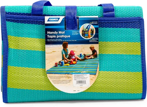 Miniatura 8 de Camco Práctico tapete con correa, perfecto para picnics, playas, caravanas y excursiones, azul/verde, 60 x 78 pulgadas (42806)