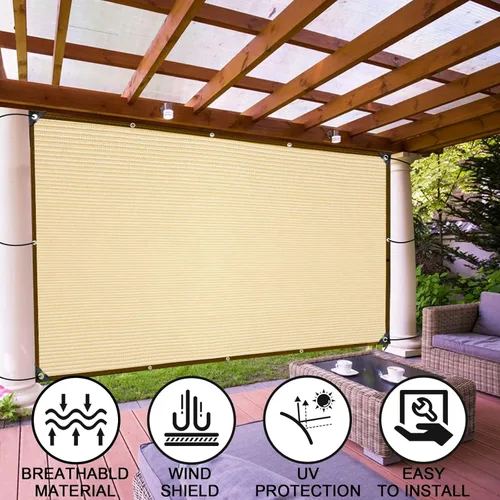Miniatura 2 de Paño de sombra – Pergola 90% tela de sombra para exteriores con ojales para pérgola, patio, glorieta, terraza, jardín, porche, trigo (3 x 6 pies)