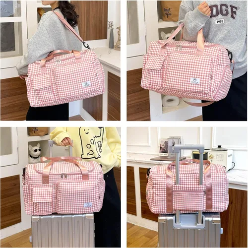 Miniatura 27 de Pequeña bolsa de gimnasio para mujer, bolsa de viaje con compartimento para zapatos