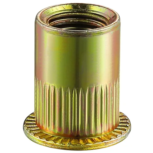 Miniatura 6 de Wensilon 200Pcs Tuerca de remache M6 métrica con acabado de zinc amarillo, cabeza plana, inserto roscado, cuerpo moleteado