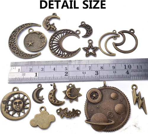 Miniatura 3 de BronaGrand Celestial Pendant Charms,Sun Moon Star Cloud Charms Lightning Bolt Charms Jewelry Charms for Necklace Earrings Bracelet Jewelry