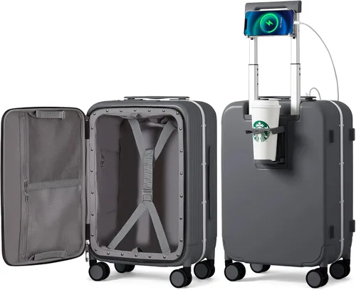 Miniatura 23 de mixi Equipaje PC Hardside Rolling maleta con rueda giratoria, cerradura TSA, soporte para teléfono y vaso, Verde aguacate