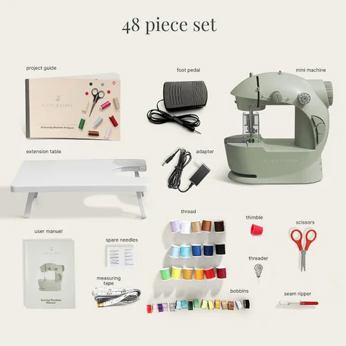 Miniatura 2 de Hearth & Harbor Minimáquina de coser para principiantes, máquina de coser portátil de doble velocidad pequeña para niños y adultos con mesa