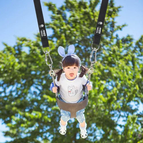 Miniatura 5 de Juego de accesorios de suspensión para árbol de 152.5 cm (4.9 pies), soporta 998 kg (2200 libras) con mosquetones de acero inoxidable, de fácil Negro
