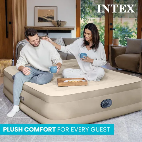 Miniatura 3 de Intex Dura-Beam - Colchón de aire de lujo ultra afelpado: Fiber-Tech, bomba eléctrica incorporada, altura de cama de 18 pulgadas, capacidad
