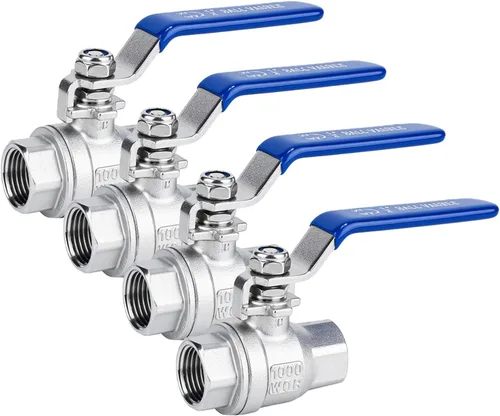 Miniatura 14 de 2 válvulas de bola de acero inoxidable 304, NPT hembra de puerto completo con mango de aislamiento de vinilo azul resistente (2, 1 pulgada)