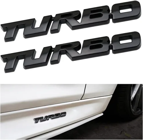 AICEL Emblema de coche Turbo, 2 piezas 3D de metal Turbo insignia para el maletero de la carrocería lateral del auto, calcomanía decorativa de
