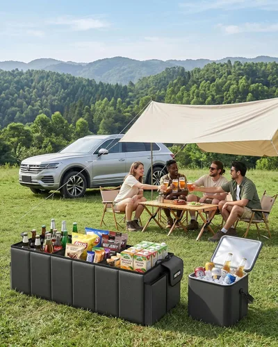 Miniatura 7 de HOTOR Organizador de maletero para coche y SUV, organizador de automóvil resistente con enfriador extraíble, organizador de maletero plegable grande