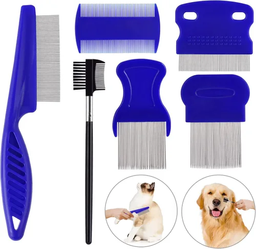 Miniatura 9 de Peine para pulgas para gatos y perros, paquete de 6 peines para piojos de mascotas, juego de mascotas para mascotas pequeñas, medianas y grandes