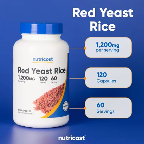 Miniatura 5 de Nutricost Arroz de levadura roja 1200 mg, 120 cápsulas - 60 porciones, cápsulas vegetales, sin OMG, sin gluten