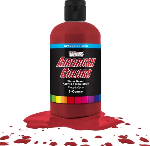 U.S. Art Supply Pintura Acrílica Opaca Roja Carmesí Efectos Especiales para Aerógrafo - 8oz Pintura para Aerógrafo Lista para Rociar para Uñas, Rojo