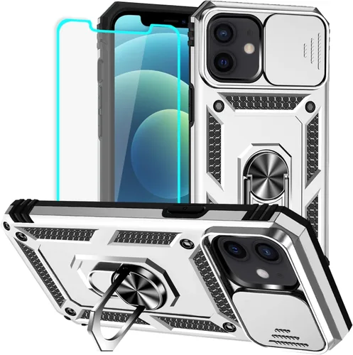 Miniatura 17 de HNHYGETE Funda para iPhone 12 / iPhone 12 Pro con protector de pantalla: [grado militar de 20 pies probada en caídas] anillo a prueba de golpes