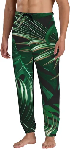 Miniatura 2 de ultaro Mens Tropical Palm Leaf Jungle Sweatpants Lightweight Casual Joggers for Workout Gym Running Jogging