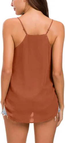Miniatura 84 de Camiseta de chifón con tirantes delgados ajustables y cuello en V
