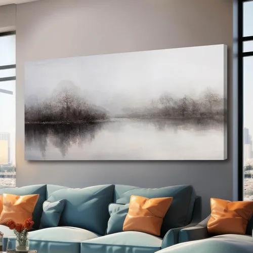 Miniatura 9 de CHUDANHAO Pósteres de Arte Grises Imágenes de Decoración de Pared de Árbol Grande para Oficina Arte de Pared Dorado y Blanco Pintura Botánica