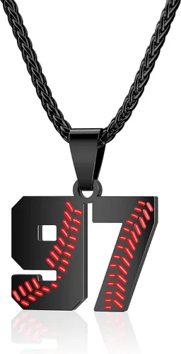 Miniatura 29 de Collar con número de béisbol para niños 00-99, collar con número de camiseta de béisbol de acero inoxidable, colgante personalizado, regalo