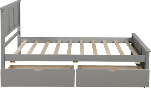Miniatura 8 de Bellemave Cama individual con cajones, plataforma de madera con cabecero y estribo, cama capitán de madera para niños, niñas, niños, adolescentes