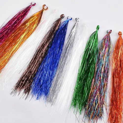 Miniatura 10 de Teasers de pesca -12/18 piezas de calamar Teaser de pesca de Mylar Flash Teaser de pesca de cola para plataformas de platijas para señuelo de pesca