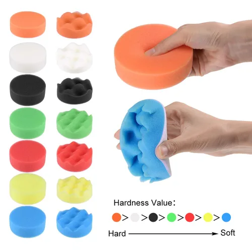Miniatura 3 de uxcell Kit de almohadilla de pulido de taladro de espuma de 4 pulgadas, 5 almohadillas de esponja planas, 1 almohadilla de respaldo de gancho