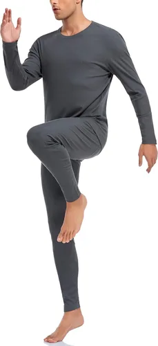 Miniatura 5 de COLORFULLEAF Conjunto de ropa interior térmica de algodón para hombre, ropa interior térmica de algodón para hombre, capa base, clima frío