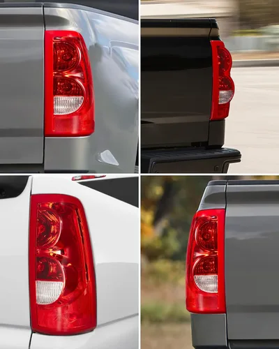 Miniatura 6 de KYBOLT Conjunto de luz trasera para Chevy Silverado 2003-2006, repuesto rojo/transparente, estilo OE, lámpara de freno trasera con bombilla y juego