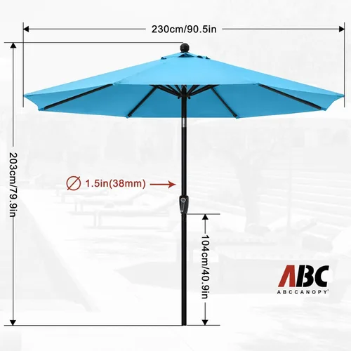 Miniatura 3 de ABCCANOPY Sombrilla de patio al aire libre de 7.5 pies, sombrilla de mesa con protección UV con manivela para una fácil instalación, adecuada