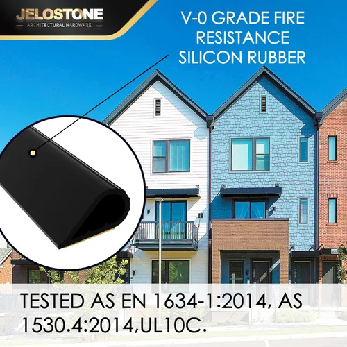 Miniatura 3 de JS-SN86 - Paquete de 2 juntas de perímetro de fuego/humo de 20 pies (negro) - Burletes de silicona autoadhesivos, 1/2 pulgadas de ancho x 1/4