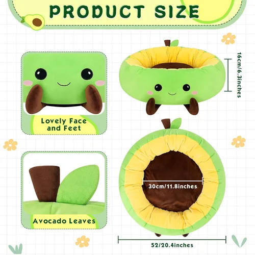 Miniatura 3 de Cama térmica de aguacate para gatos, bonita cama redonda para perros para invierno, cama cálida para gatos de interior y perros pequeños, nido