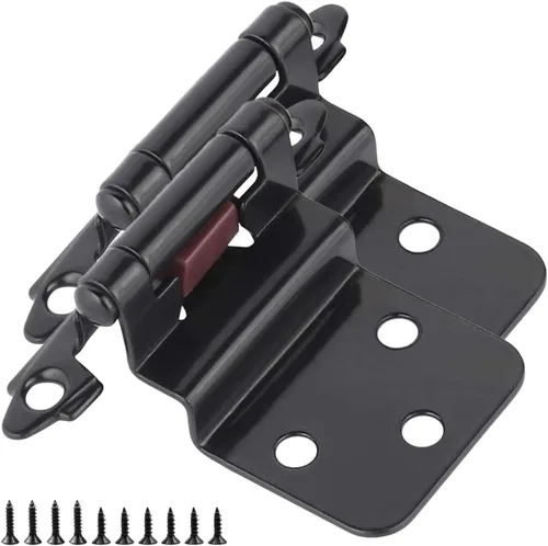 Miniatura 10 de Bisagras para puertas de gabinete de cocina de 3/8 pulgadas, paquete de 4 pares de bisagras de gabinete semiocultas negras, bisagras de puerta