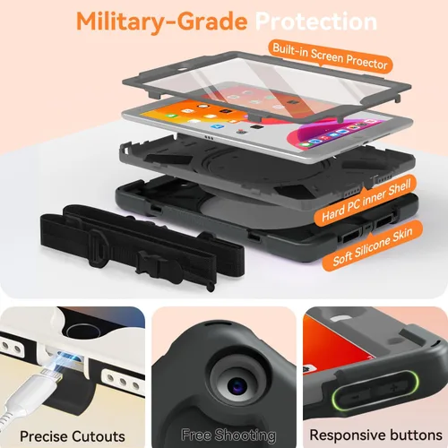 Miniatura 4 de Funda para iPad de 10.2 pulgadas de 9ª generación 2021 / 8ª generación 2020 / 7ª 2019, funda a prueba de golpes para niños con protector