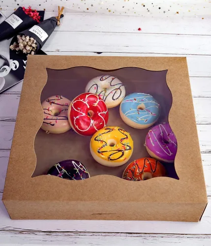 Miniatura 3 de CHERRY - Paquete de 15 cajas para pastelería marrón de 12 x 12 x 3 pulgadas con ventana de PVC para tartas y galletas, caja grande de papel kraft