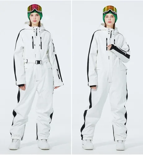 Miniatura 3 de ALSOGO Traje de esquí de una pieza para mujer impermeable aislado con cinturón desmontable para deportes de nieve